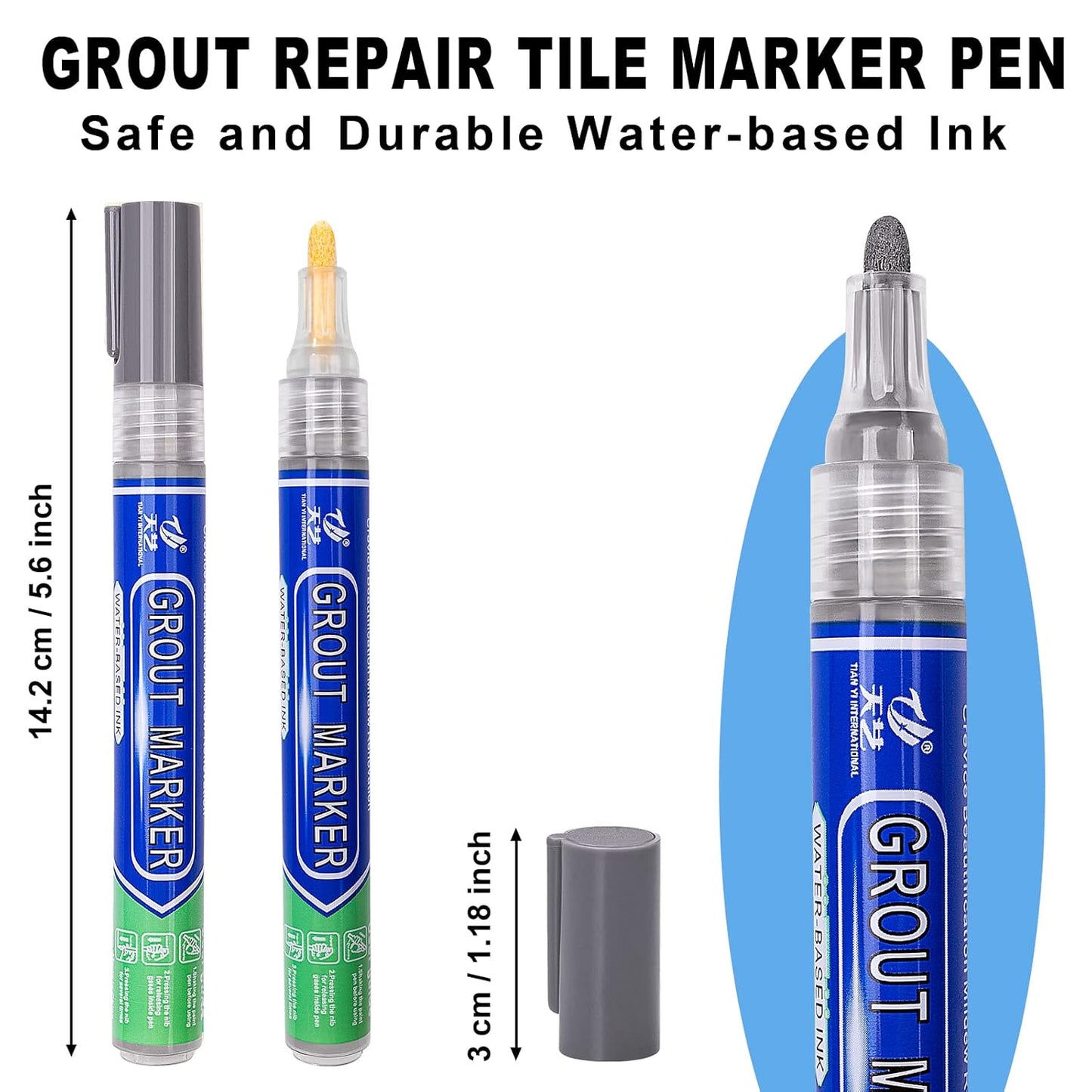 Grout & Wall Refurb Marker Pen 5x pack in Medium Mid Grey by DIY Simple