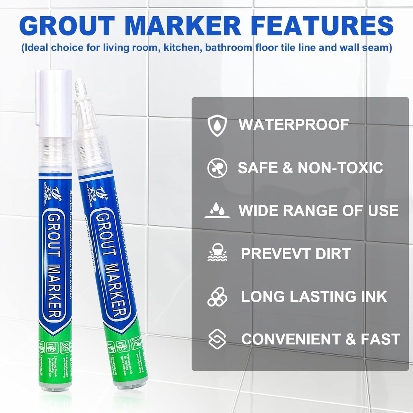 Grout & Wall Refurb Marker Pen in White by DIY Simple