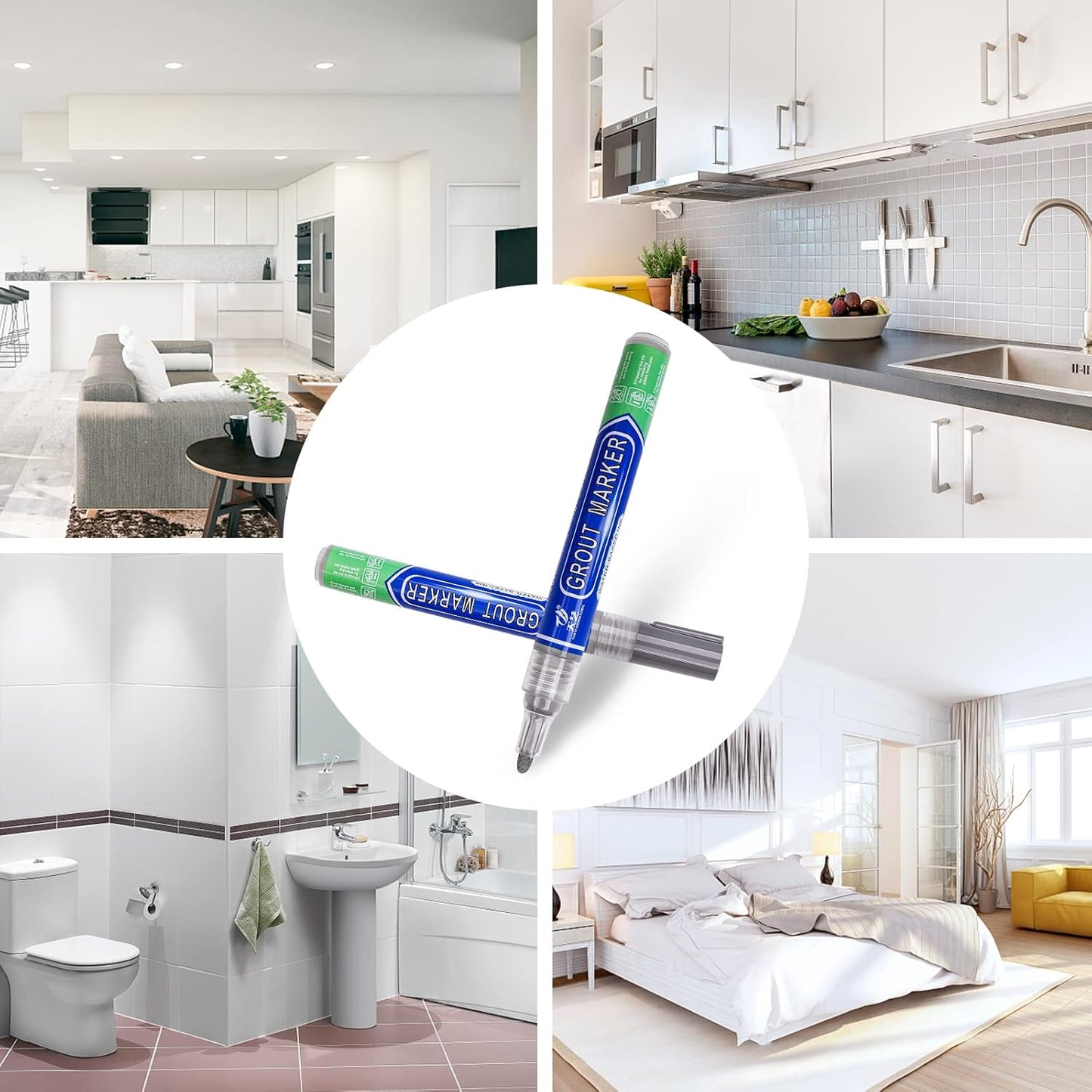 Grout & Wall Refurb Marker Pen 5x pack in Medium Mid Grey by DIY Simple