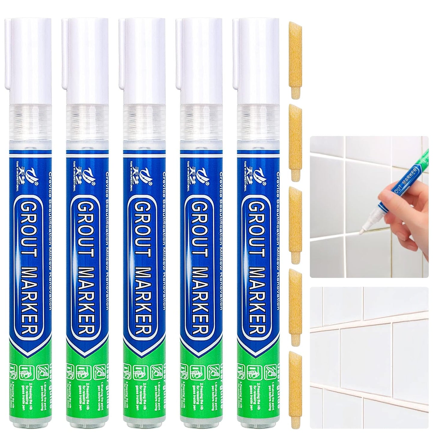 Grout & Wall Refurb Marker Pen 5x pack in White by DIY Simple