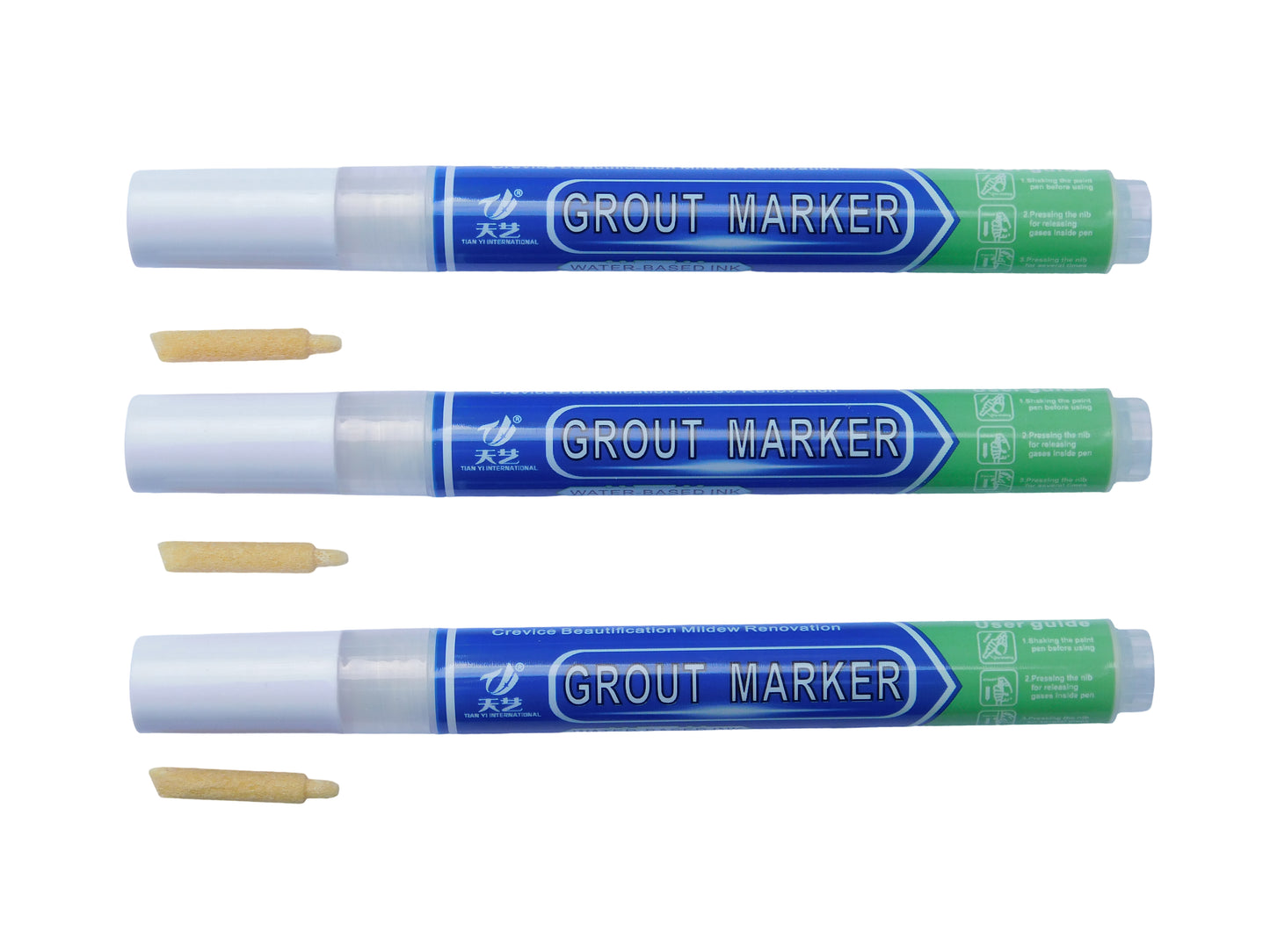 Grout & Wall Refurb Marker Pen 3x pack in White by DIY Simple