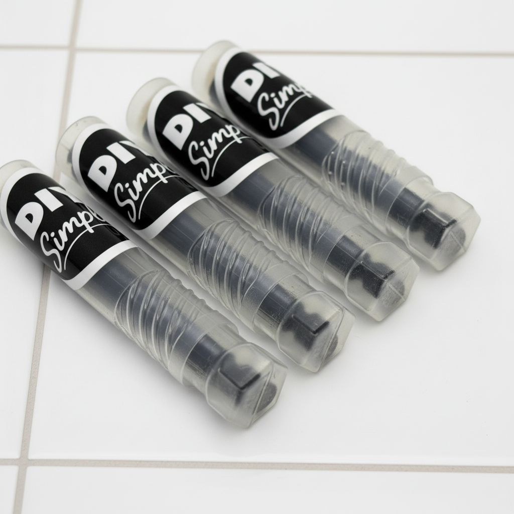 DIY Simple 8mm diamond-tipped tile drill bit with wax core, shown in a multi-pack on tiled surface for precise ceramic tile drilling.