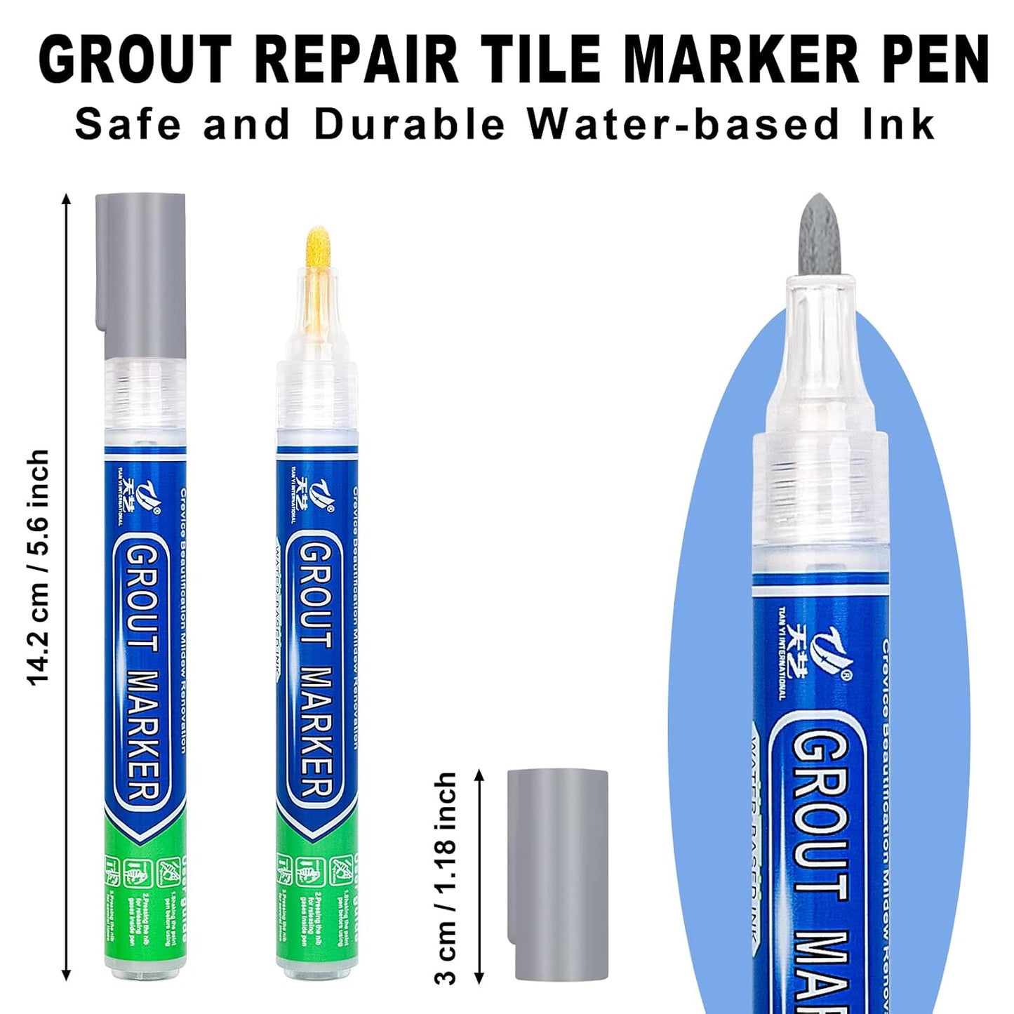 Grout & Wall Refurb Marker Pen 3x pack in Light Grey by DIY Simple