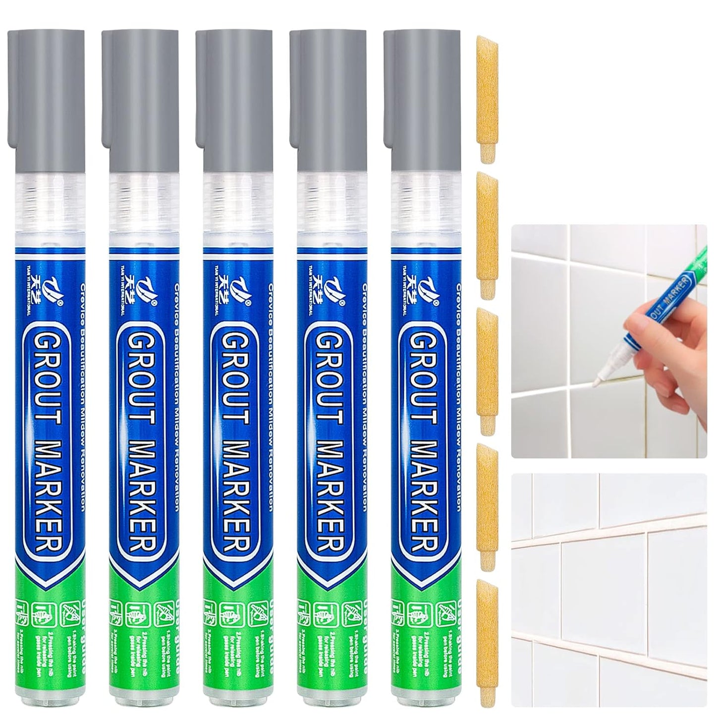 Grout & Wall Refurb Marker Pen 5x pack in Light Grey by DIY Simple