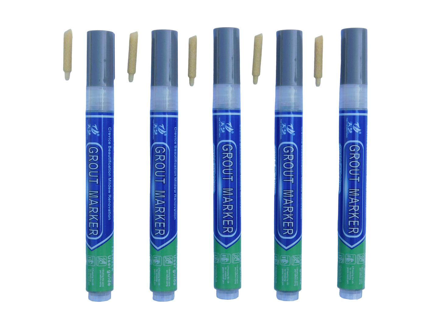 Grout & Wall Refurb Marker Pen 5x pack in Medium Mid Grey by DIY Simple