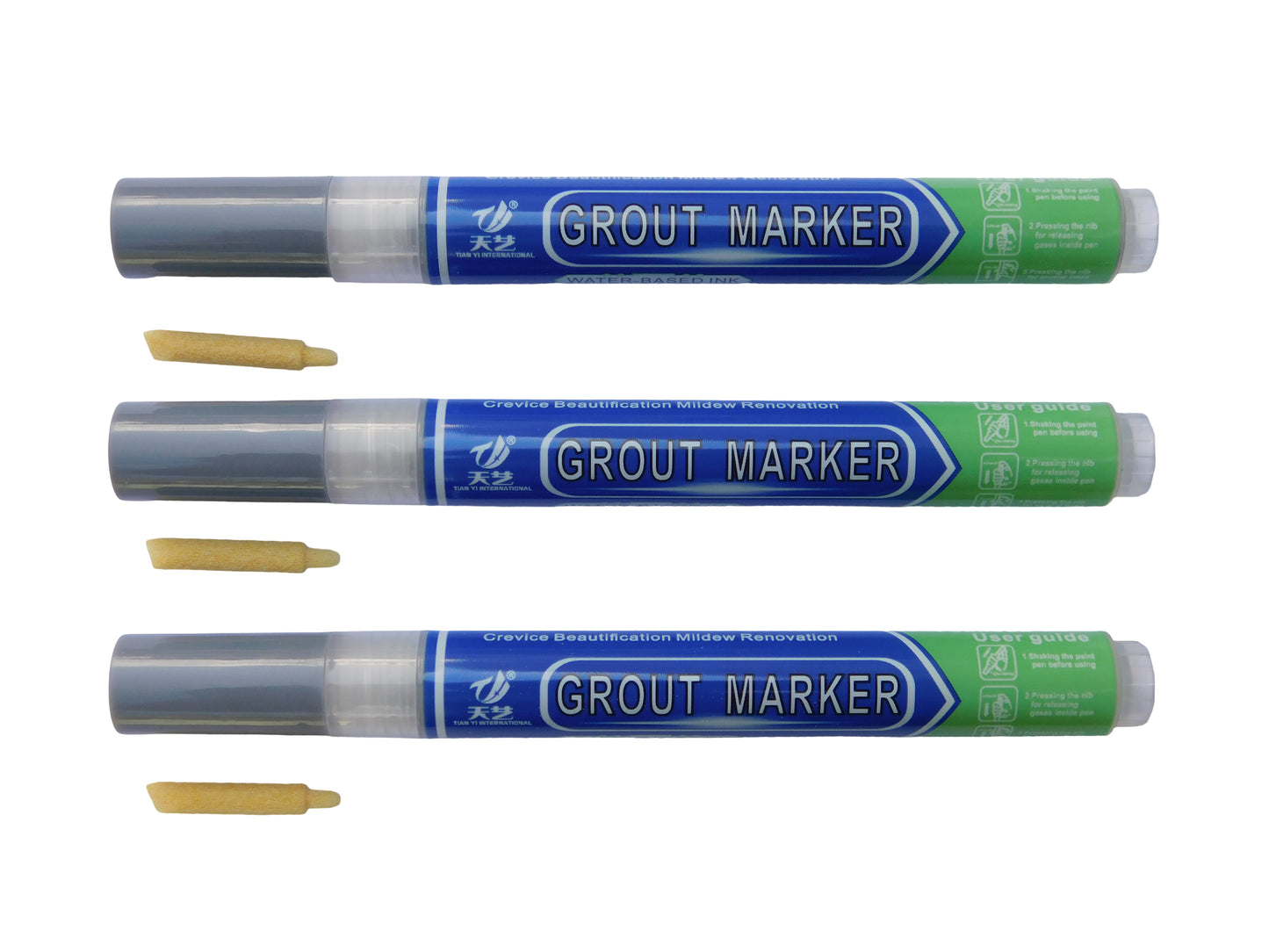 Grout & Wall Refurb Marker Pen 3x pack in Light Grey by DIY Simple