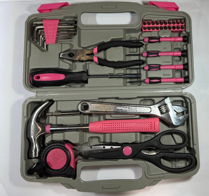 DIY Simple Tool Kit Pink 38 Piece Essential Home DIY Tool Set
