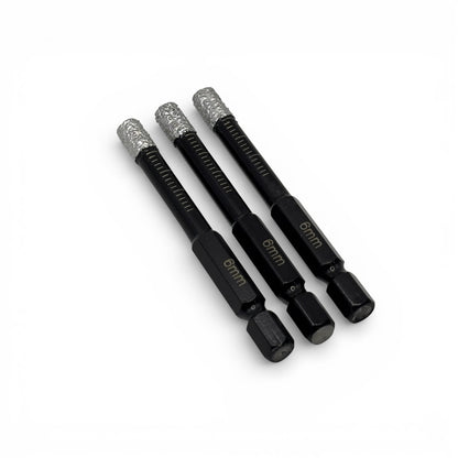 6mm Diamond Tipped Ceramic Porcelain Marble Tiles Drill Bit x3 pack