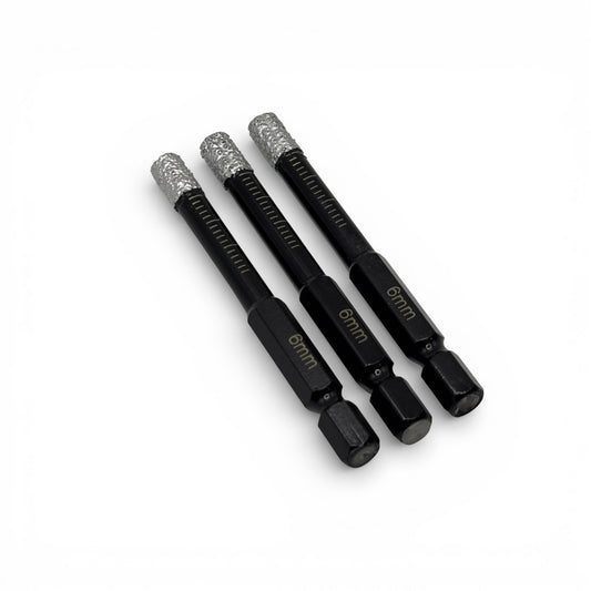 6mm Diamond Tipped Ceramic Porcelain Marble Tiles Drill Bit x3 pack