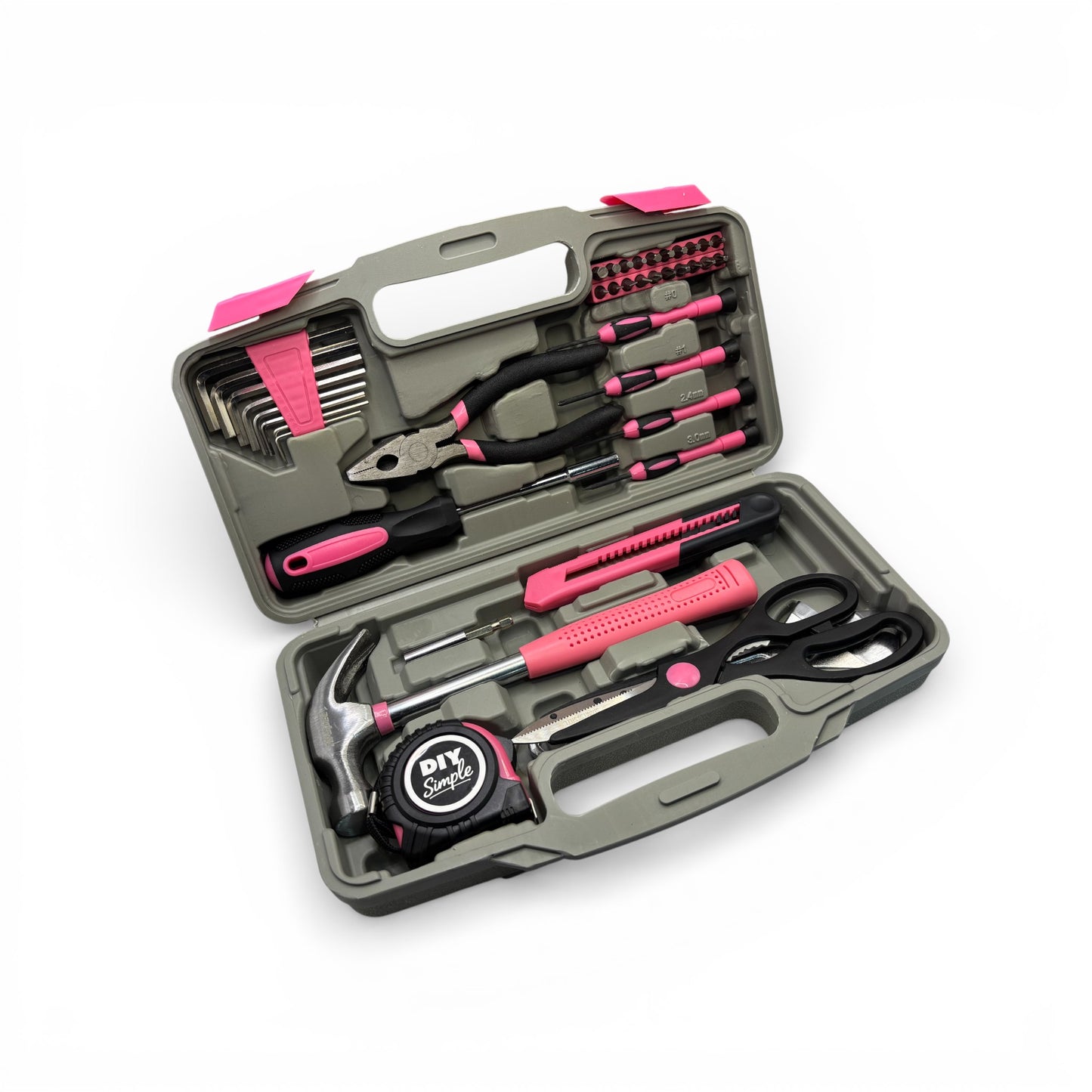 DIY Simple 39 Piece Home DIYTool Kit Set in Pink