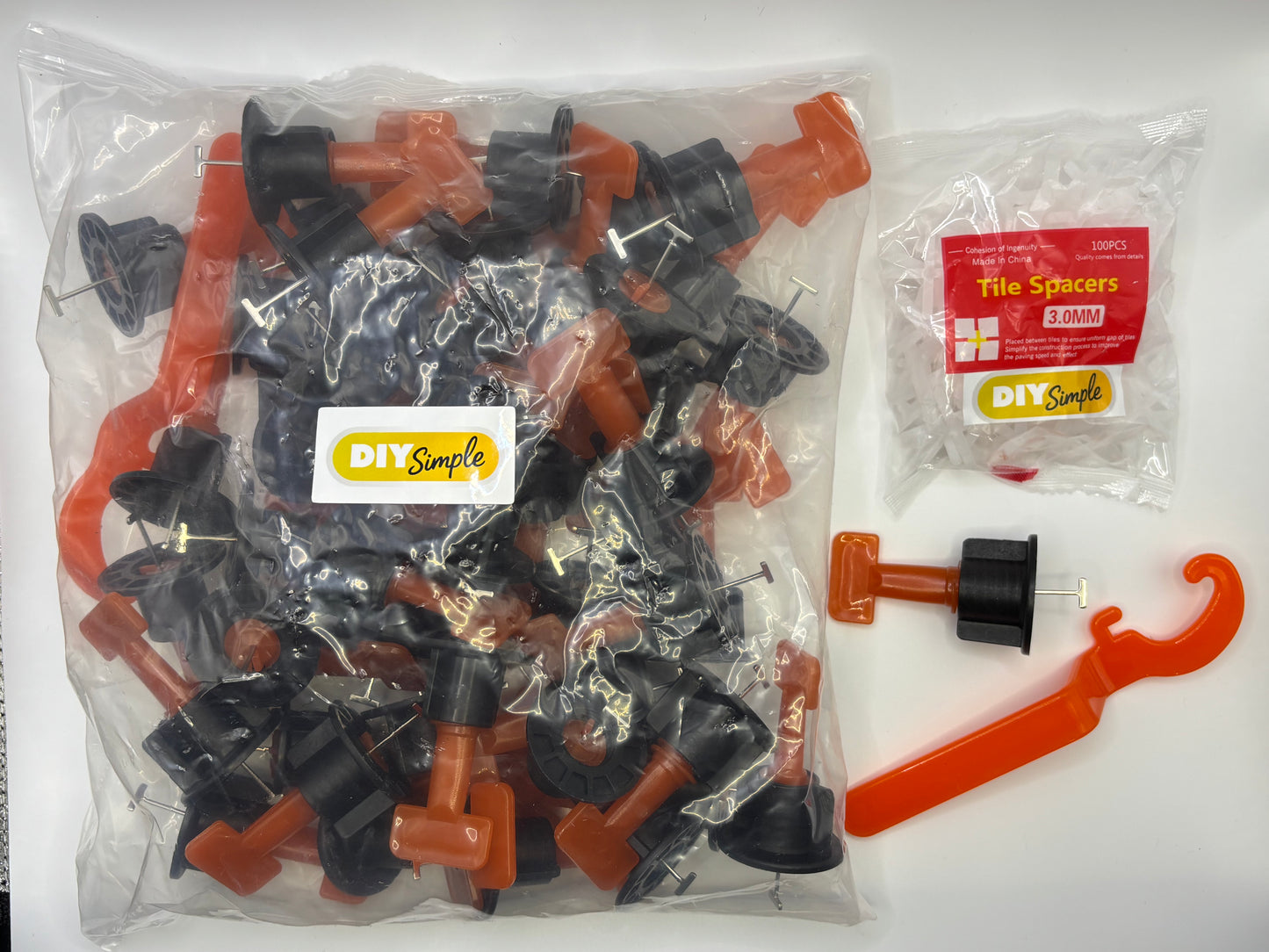 Tile levelling System with Wrench & 3mm Cross Spacers 50 Pack