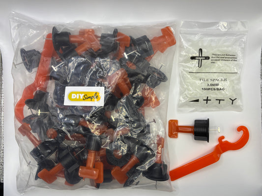 Tile levelling System with Wrench & 3mm Y Hexagonal Tile Spacers 50 Pack