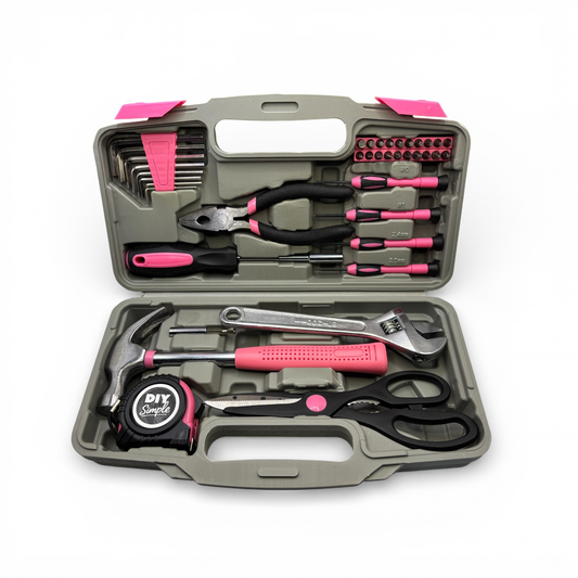 DIY Simple Tool Kit Pink 38 Piece Essential Home DIY Tool Set