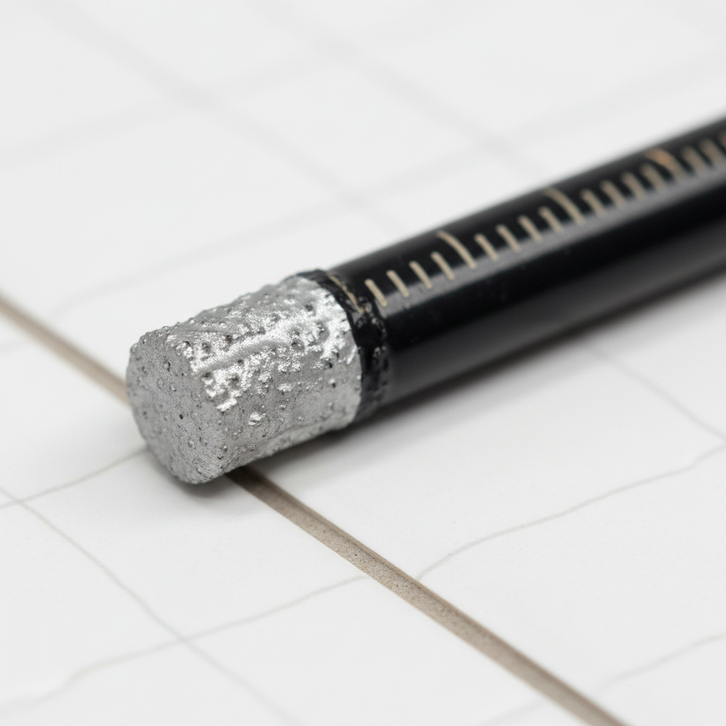 Close-up of DIY Simple 8mm diamond-tipped tile drill bit with wax core, designed for precise drilling on ceramic and stone tiles.