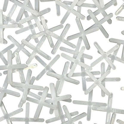 Set of 100 DIY Simple LTD X-shaped 3mm tile spacers for tiling projects, ensuring even grout lines and professional results.